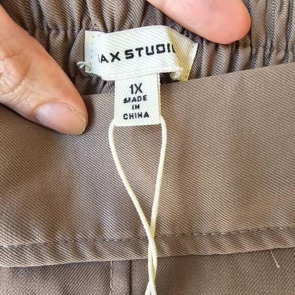 NWT Max Studio Tan Wide Leg Pants Size 1X High Elastic Waist Pull On Office - Picture 6 of 7